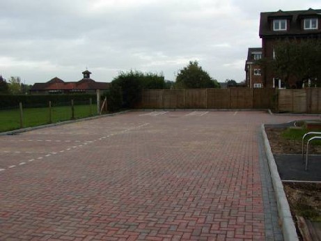 Block paved car parking area